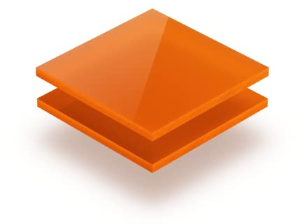 Acrylglasplatte Opal orange 3 mm - Rechteck in Abmessungen von 10x10 cm bis 100x230 cm. UV-beständig, hochwertiges PMMA, Schutzfolie an beiden Seiten, ohne scharfe Kanten.