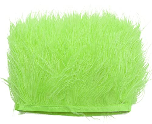 2M Türkei Federn Fringe Trim,Fransen mit Satinband Natürlichen Feder Fransen für Kleid Nähen Handwerk Kostüme Dekoration DIY Deko Federn basteln,Zuhause Dekor,Halloween Federband Bastelzubehör,Grün #1