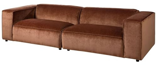 Massivmoebel24.de | Valencia Cord Sofa 3-Sitzer aus Polyester | in Rot - 100% Polyester | 286x103x69 cm | Retro Stil | Couch Polstercouch rechteckig