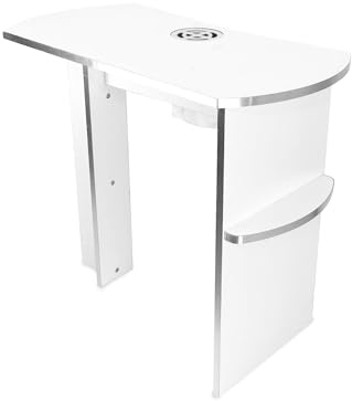Matonti - Tavolo Manicure Professionale per Unghie con Aspiratore Elettrico e intarsi in acciaio - Ideale per Nail Art Ricostruzione Unghie, + Aspiratore per Polveri - Made in Italy, in Legno Bianco