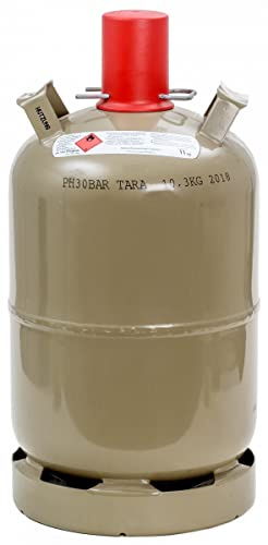 Bluecraft 11 kg leere Gasflasche optimal für Camping Grill Caravan Handwerk und Heizer - tragbare Propangasflasche inkl. Gasreglerlöser DUO - europaweit tauschbar!
