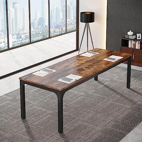 Tribesigns 6.5FT Conference Table, 78.7 Inche Rectangle Meeting Seminar Table, Large Business Tables for 6-8 People, Brown (Only Table)