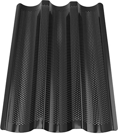 UPQRSG Moule à Baguette Perforé, Moules à Baguette Français Antiadhésifs en Acier Inoxydable, Plateau de Cuisson pour Baguette à 3 Pains, Moule à Pain Français