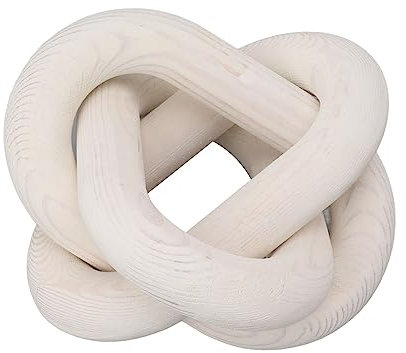 WBTY 3 Link Legno Catena Link Decor Nodo in Legno Decor, Home Shelf Decor Intagliato a Mano Boho Nodo in Legno per Camera da Letto, Soggiorno, Tavolino da caffè Decor (Bianco)