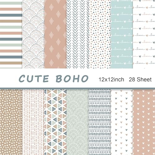 Boho-Scrapbook-Papier, 30,5 x 30,5 cm, Scrapbook-Papier, 40,8 kg/160 g/m², doppelseitiger Druck (BOHO 2)