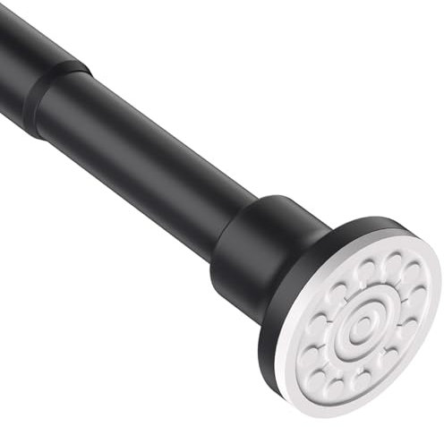 Tiemlet Schwarz Matt Duschstange Verstellbar Teleskop-Duschvorhangstange 74-255cm Ohne Bohren Rostfrei für Badezimmer Fenster