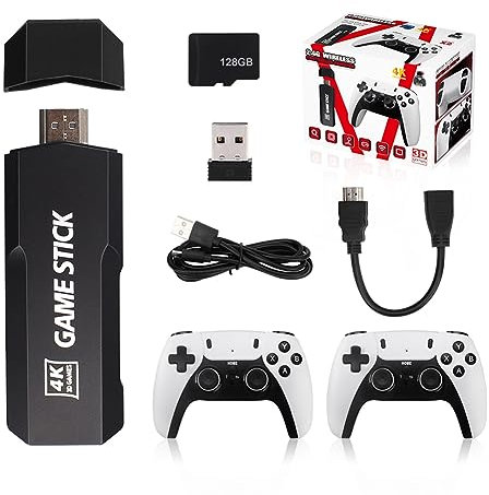 Retro Game Console - 64G Card, 40000+ Classic Games, Plug and Play, 4K HDMI, Dual Wireless Controller, Adults & Boys Gift