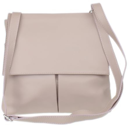 Girly Handbags Femme Double Pocket cuir italien Messenger Bag (Nu Rose Poussiéreux)