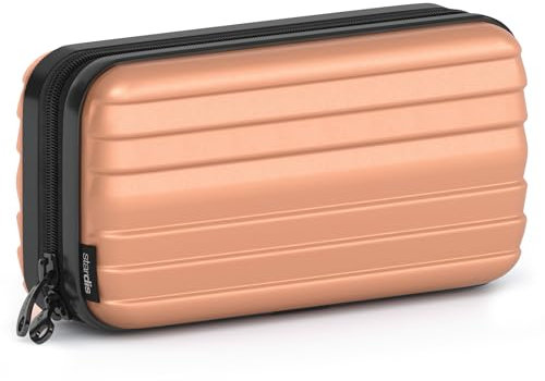 stardis Trousse per cosmetici con guscio rigido, da donna, da uomo, da toilette a forma di valigia, impermeabile, mini valigetta per donne, uomini, bambini, pesca, Beauty case