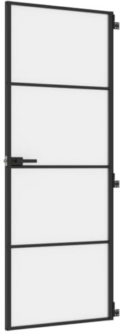 vidaXL Porta per Interni Nera 76x201,5cm Vetro Temperato e Alluminio