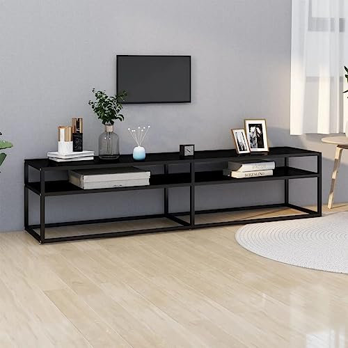 DIGBYS TV-Schrank, schwarz, 180 x 40 x 40,5 cm, gehärtetes Glas