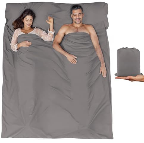 BREENHILL Saco de dormir doble, sábanas de camping y sábana de viaje, albergues y viajes, saco de dormir para adultos, para mochileros, hoteles, saco de dormir ligero para acampar
