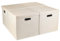BinWhiz Juego de 4 Cajas de Almacenaje con Tapa, Cajas Plegables de Tela, Cajas de Almacenamiento con Asa, Cubo Organizador para Salón, Juguetes, Ropa, Libros, 33 x 33 x 33 cm (Beige)
