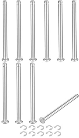 QUARKZMAN 10er Set M4x55mm 304 Edelstahl Zylindrischer Wellensicherungsring Positionierungsstift, Flachkopf gerillter Scharnierzylinder Positionierungsstift mit E-Clip Sicherungsring, Silber