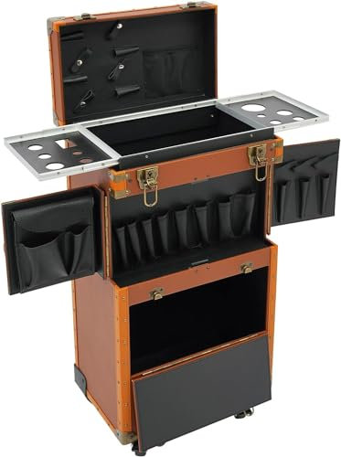 HINOPY Kosmetikkoffer Trolley, Groß Friseurkoffer Trolley 4 Schubladen Make up Organizer Trolley Schminkkoffer mit Universal-Räder, Passwortschlössern und 2 Schlüsseln
