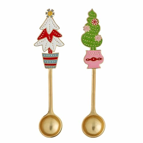 Bloomingville Freydis Set med 2 skedar med julgran av zink, 12,5 cm, 82061146