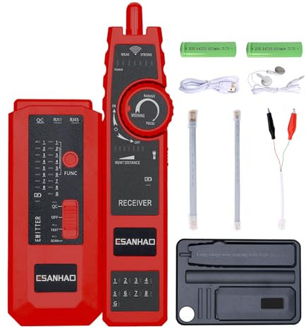 ESANHAO Caméra d’Inspection, 4,3'' Caméra Inspection Canalisation avec DVR et Marquage Métrique, Câble de 5MM Batterie de 8500mAh Cat5 Cat6 RJ11 RJ45 Détecteur de Lignes (U568)
