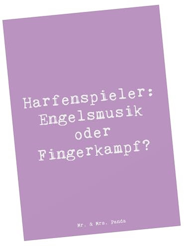 Mr. & Mrs. Panda Postkarte Spruch Harfe Melodien - Geschenk, Musik, Instrumentenspiel, Musiker, Feier, Geschenkideen, Engelsmusik, nspieler, Folk, Spielen lernen, Trompeten, Saiteninstrument