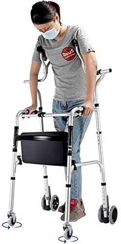 Gehhilfe, Stand-Up-Walker, Gehhilfe für ältere Menschen, Gehhilfen mit Rädern und Sitz, Gehhilfen für Erwachsene und Senioren