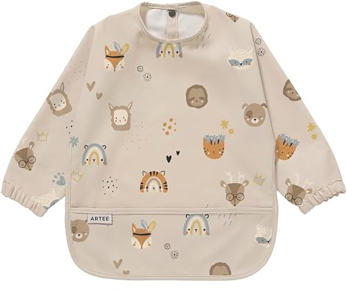 ARTEE Ärmellätzchen beschichtet wasserfest abwischbar Lätzchen mit Ärmeln, Baby, Wasserdichtes Lätzchen, ideal als Geschenk
