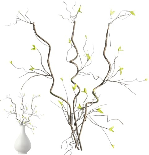 Yeory Rami artificiali salici ricci, rami di resina 3pcs per vaso, steli di ramoscelli marroni decorativi da 35,4 pollici, ramoscelli secchi decorativi
