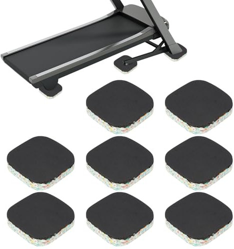 PATIKIL 8 Pcs Treadmill Mat Pads, 4x4x0.8 High Density Foam Anti Vibration Pad Sound Proof Floor Mat Exercise Equipment Mat for Carpet Protect Noise Reduction Home Gym, Black