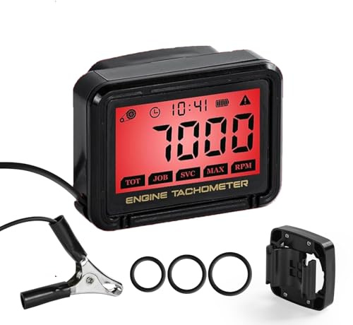 Tacómetro Digital Universal, Cuentarrevoluciones LCD de Precisión | Inducción Inalámbrica 0-18.000 RPM para Motocicleta, Cortacésped, Moto de Nieve –Monitor de Batería, Función Mantenimiento