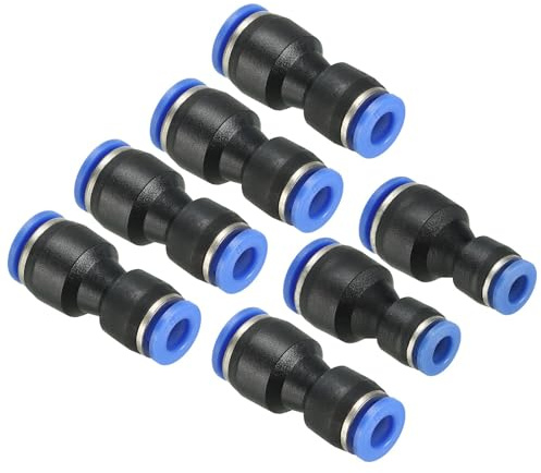 TA-VIGOR 7er Set Pneumatik Steckverbinder – 8mm auf 6mm & 10mm auf 6mm Schlauchreduzierer – Schnellkupplungen für Druckluftleitungen – Anschlussfittings für Kompressor & Automatisierung – Schwarz
