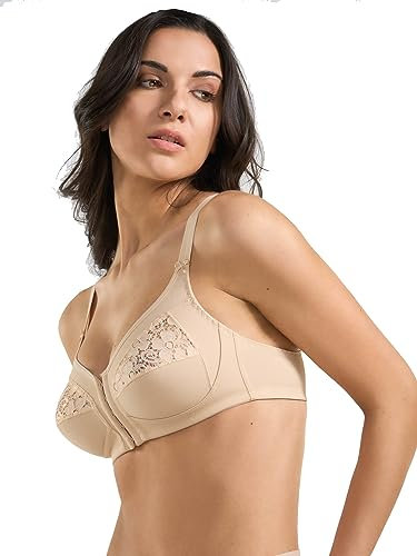Spiman Reggiseno Senza Ferretto in Microfibra, Allacciatura Anteriore, Pizzo Elastico, Coppe Non Imbottite 2301 (IT, Taglia della Coppa & Taglia della Fascia, B, 5, Nudo)