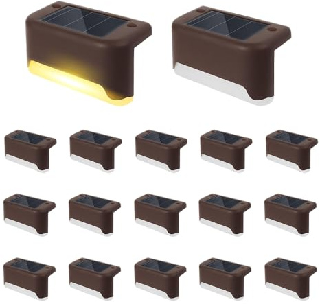 Lotvic Luci Solari da Giardino Esterno, 16 Pezzi Luci Solari per Scale Esterne, Segnapasso LED Esterno, Luce Solare Giardino, IP65 Impermeabile, per Gradini Cortili Prato Vialetto