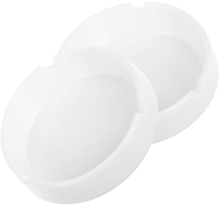 MUELODSIC Cenicero Redondo 2 Piezas de Plástico Blanco Irrompible