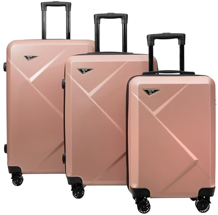 2iX Set di valigie 3 pezzi – Custodia rigida con ruote a 360° e serratura TSA – bagaglio a mano e valigia da viaggio – bianco, blu, nero, grigio, rosa – trolley per uomo e donna, Colore: rosa., Koffer