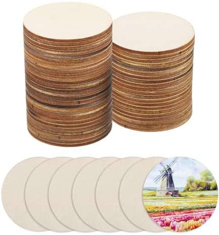QUARKZMAN Holz zum Basteln, 200 Stück 5cm Holzscheiben | Rund Deko zum Bemalen, für Hochzeit，DIY Basteln, Brandmalerei，Geschenk，Weihnachtsschmuck