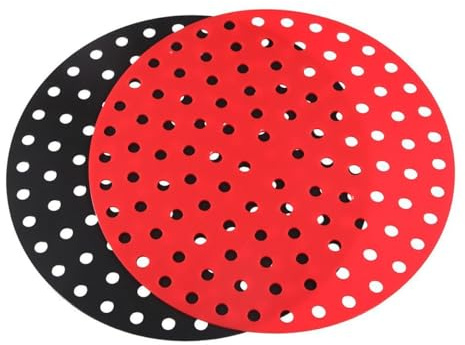 FONGKNOX 2 Pcs Air Fryer Mats 9 Inch Round Reusable Air Fryer Liners Silicone Non-Stick Fry Pan Baking Mat for Kitchen