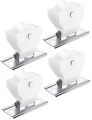 Garneck 4pcs Small Plastic Cord Pulleys Set with Lock for Roman Shade Window Blinds Smooth Sliding Heavy Duty Curtain Hardware Kit Easy Install for Pleated Shades Outside Mount Compatible
