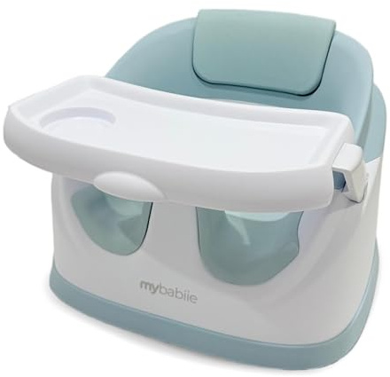 My Babiie MBHCB 2-in-1 Baby Booster Chair – Feeding and Floor Seat for Toddlers, Easy Clean, Removable Tray with Cup Holder, from 6 Months to 3 Years (15kg) – Mint Green