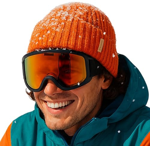 TOP-EX DryKnit™ Waterproof L/XL/XXL Winter Fleece Lined Beanie Hat for Men Women Warm Knit Watch Skull Cap Cold Weather (US, Alpha, Medium, Large, Orange (Beacon))