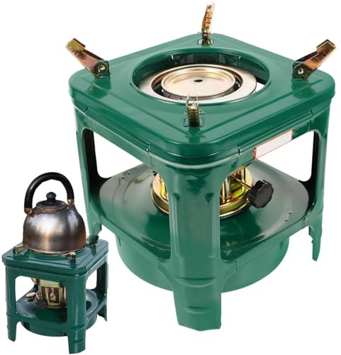Réchaud portable à kérosène - Réchaud de camping multi-combustibles avec 8 mèches - Compatible avec kérosène, diesel, alcool - Idéal pour la cuisine en plein air, le chauffage, l'ébullition