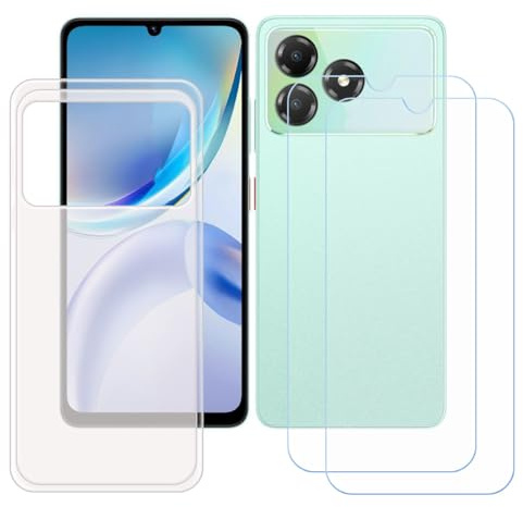 BMPNLSZ Funda para ZTE Blade A36 Screen Protector, Translúcido Suave Silicona TPU Canica Carcasa Caso Case + [2 Piezas] Cristal Templado Film Vidrio (6,75)