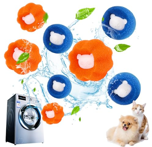 Fusselbälle für Waschmaschine, Tierhaarentferner Waschmaschine, Haarfänger für Waschmaschine, Fusselentferner, Anti-Wicklung Waschbälle, Entfernt Tierhaare＆Fusseln (8 Stücke) (Blau+Orange)
