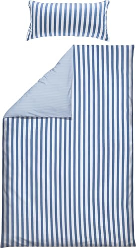 Erwin Müller Wendebettwäsche Mako-Satin blau-weiß Größe 1x 135x200 cm + 1x 40x80 cm