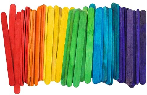 a2bsales 50/100/200/500 Coloured Wooden Lollipop Ice Lolly Sticks Kids Arts Craft Models - Pack Size: 100