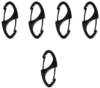 VGEBY Small Carabiner Keyring Clip, 5Pcs Aluminum Carabiner Clips S-Style Quick Release Hooks for Traveling Hiking Fishing Camping (Black)