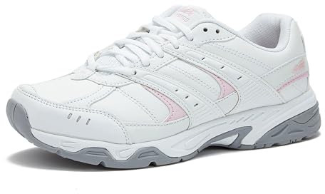 Avia Verge Womens Sneakers - Tennis, Court, Cross Training, or Pickleball Shoes for Women, 6.5 Wide, White with Light Pink