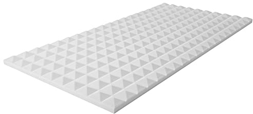 MUSIC STORE Pyramis Absorber, 100x50x30mm, Weiß, Selbstklebend, Hochwertiger Akustikschaum, Reduzierung Mittlerer und Hoher Frequenzen