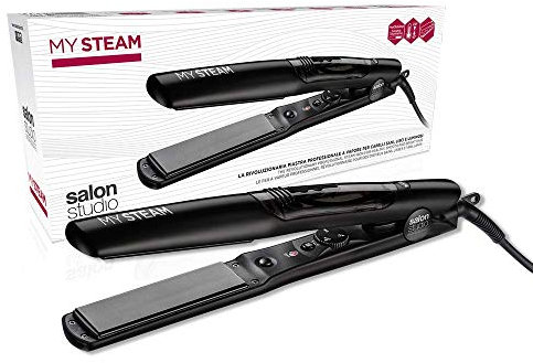 Salon Studio Professional - MySteam Piastra A Vapore Professionale Per Capelli - Controllo Temperatura 60-230°C, Riscaldamento Rapido e Serbatoio di Ricambio Incluso
