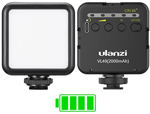 Luce Fotografico, ULANZI VL49 Luci Fotografiche con 2000mAH Batteria Ricaricabile, Luci per Foto Pannello LED con Slitta Flash, Faretto Led Fotografia per DJI Osmo Pocket 2 3 Riprese Video o Vlog