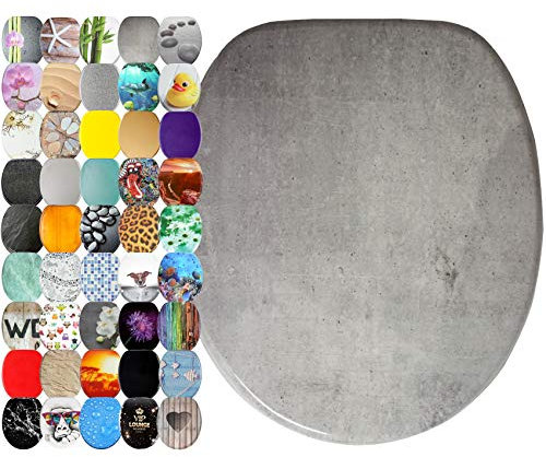 Sanilo WC Sitz ohne Absenkautomatik, viele schöne Toilettendeckel zur Auswahl, hochwertige und stabile Qualität aus Holz (Beton)