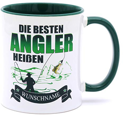 Die besten Angler heißen Wunschname Angeln Tasse Becher Angel Fischer Zubehör Angelzubehör Geschenke für Fischen Karpfen Norwegen Kaffeetasse Anglerzubehör mit Namen Fishing Männer Tassen
