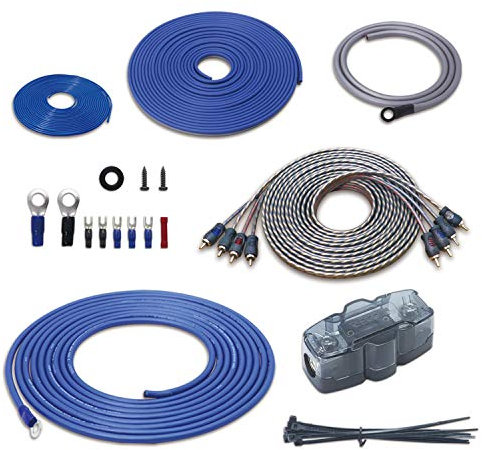 RECOIL RCK44 Kits de câblage complets pour amplificateur CCA à 4 canaux de calibre 4 avec câble RCA OFC